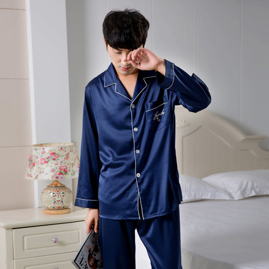 Herren-Pyjama-Set aus Stretch-Satin und Chiffon für Frühling/Sommer